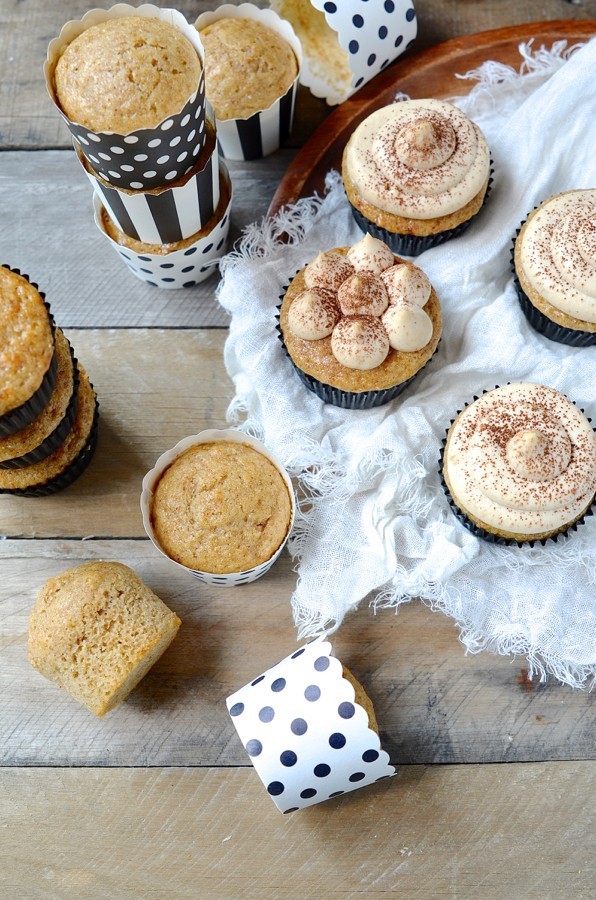 Healthy Banana muffin cupcakes|peanut butter frosting