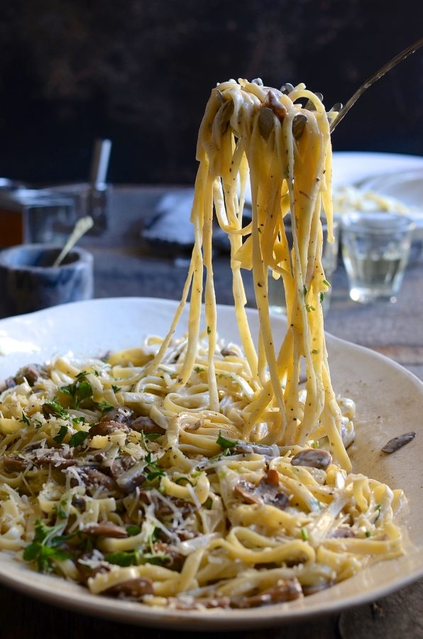 Lemon cream mushroom tagliatelle