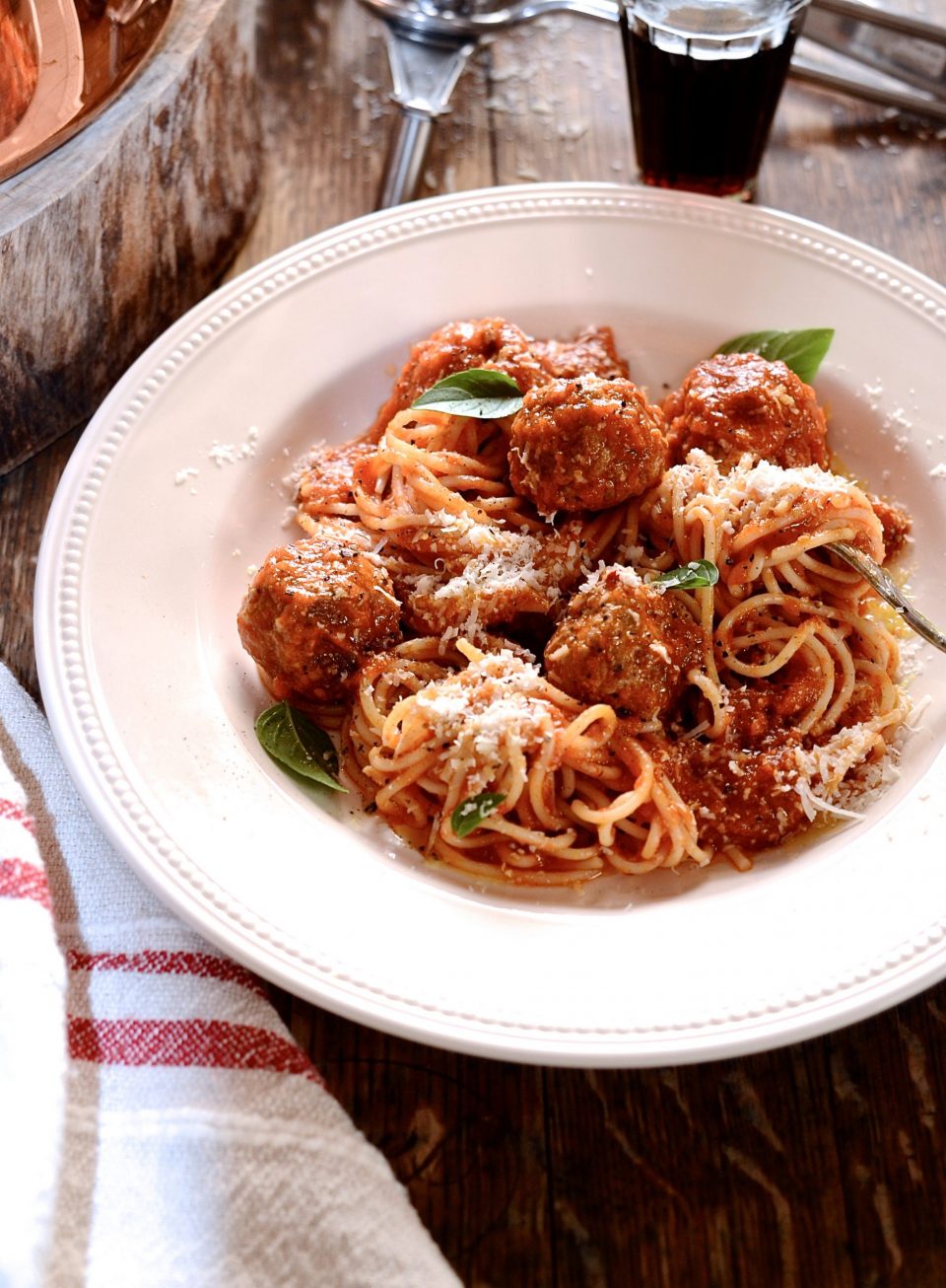 Prosciuotto meatballs and spaghetti