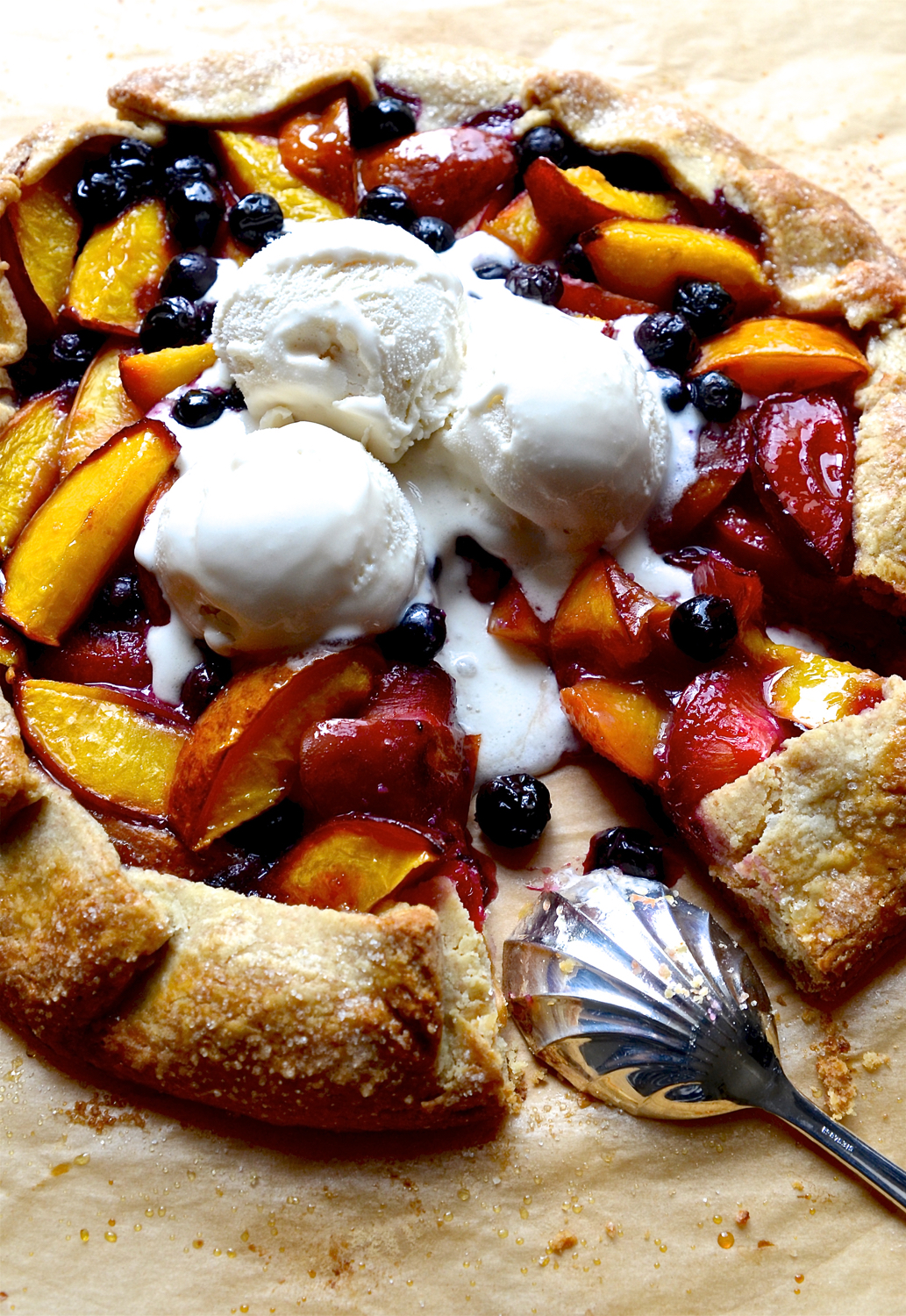 Nectarine and blueberry galette