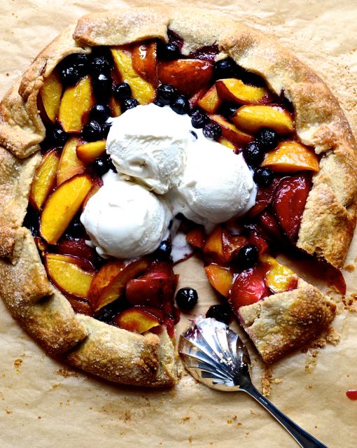 Nectarine and blueberry galette