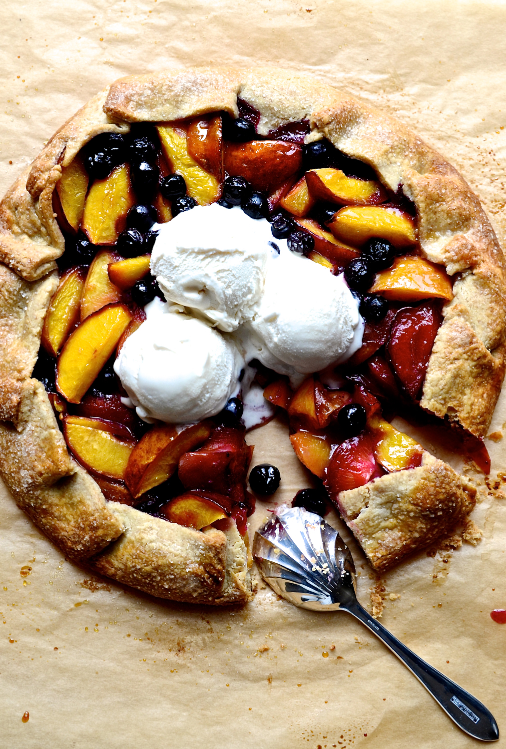 Nectarine and blueberry galette