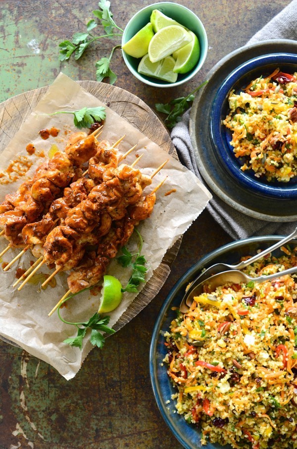 Paprika & Coriander Chicken Kebabs Bulgur Wheat Salad