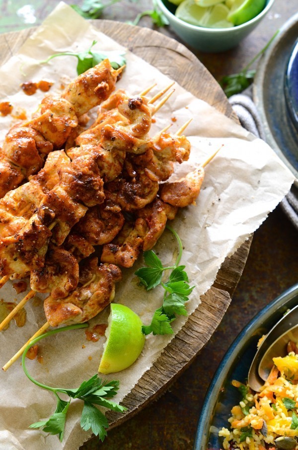 Paprika & Coriander Chicken Kebabs Bulgur Wheat Salad