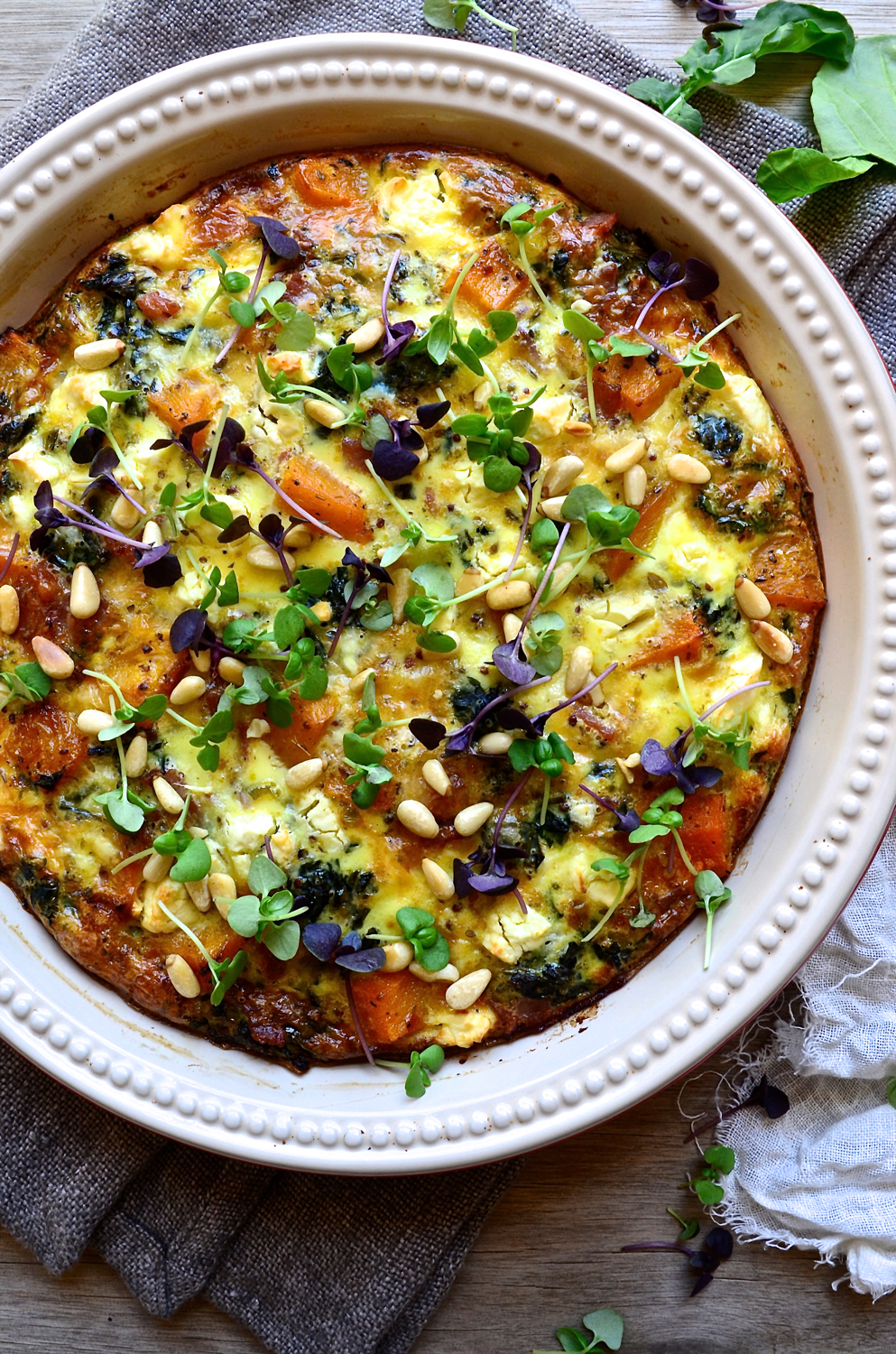 Roast butternut Crustless quiche