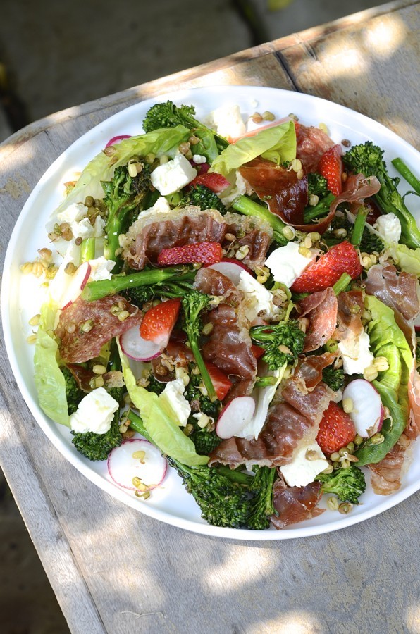 Prosciutto, strawberry and feta salad