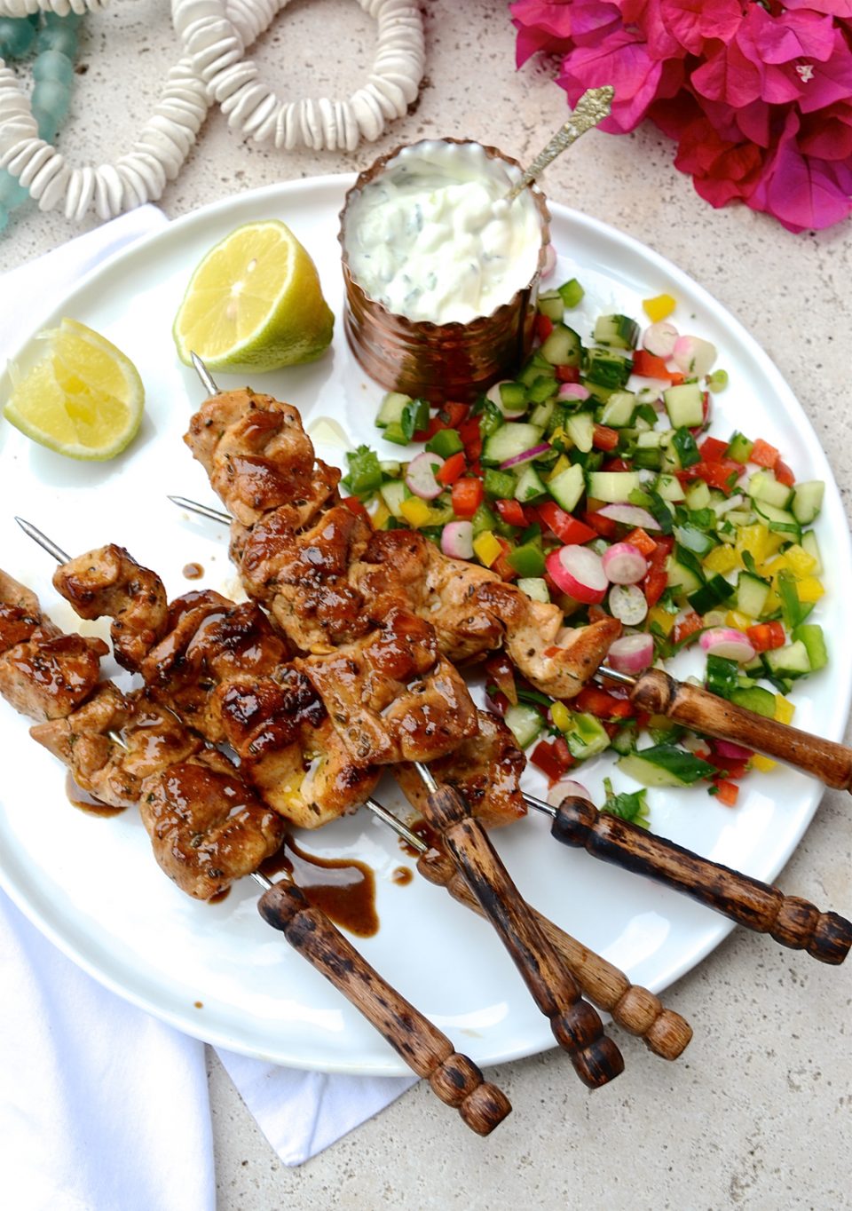 Greek chicken kebabs