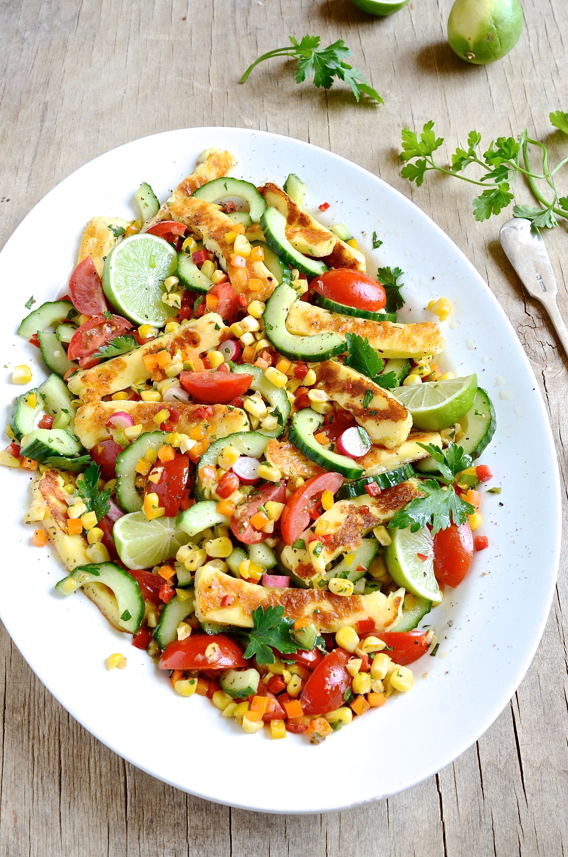 Roasted corn and halloumi salad Bibbysktichen Braai day salads