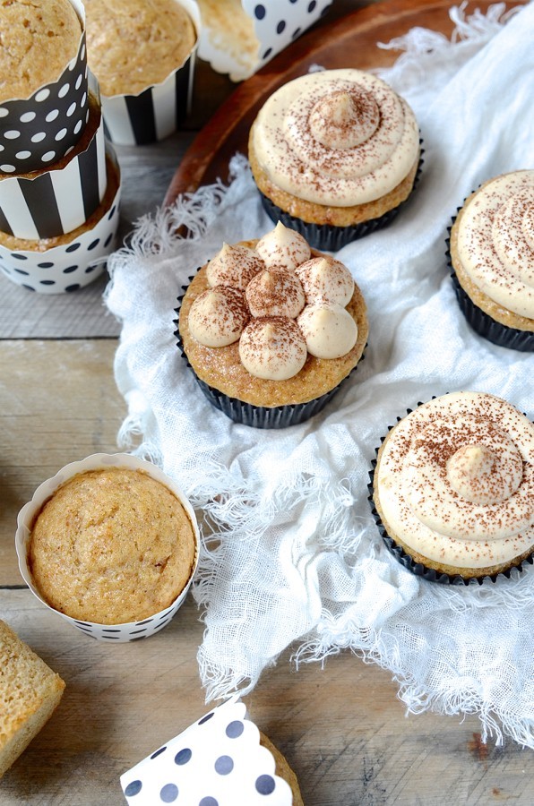 Healthy Banana muffin cupcakespeanut butter frosting
