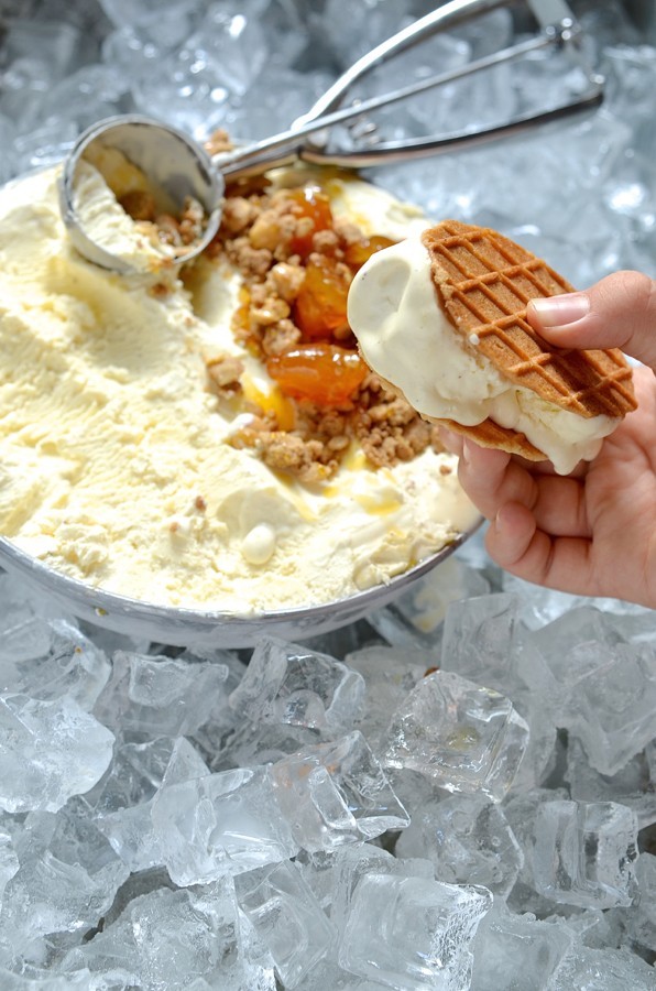 Milk tart ice cream|gingerbread crumble