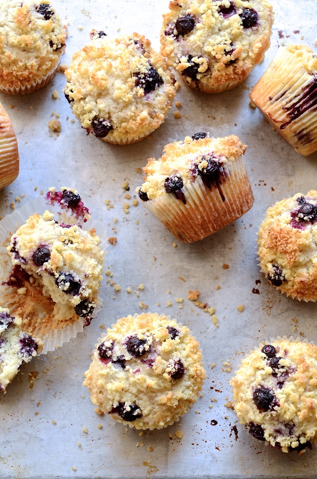 Blueberry coconut crumble muffins