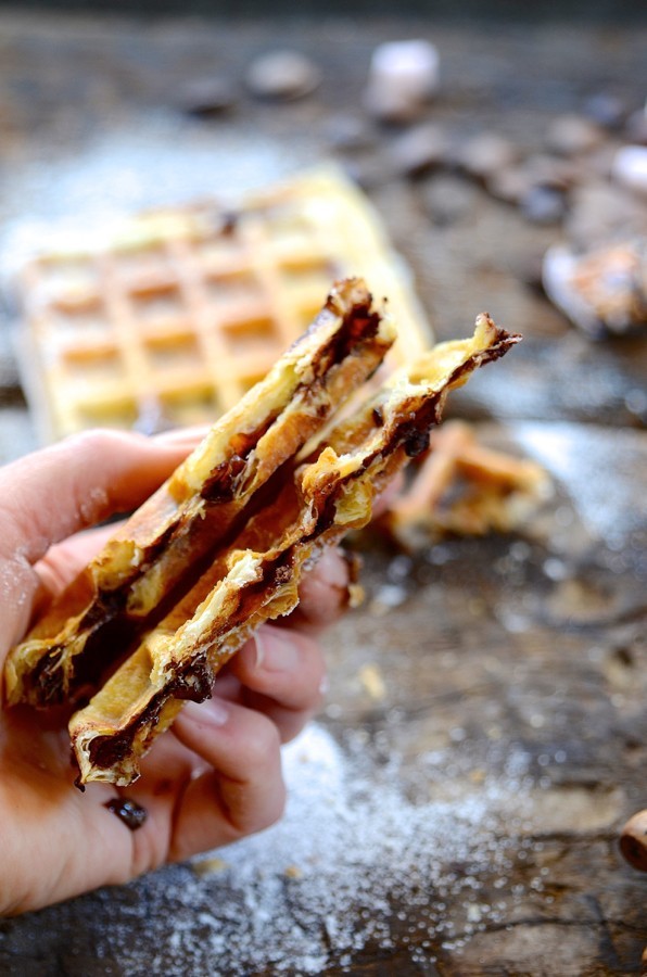 Puff pastry S'mores waffles