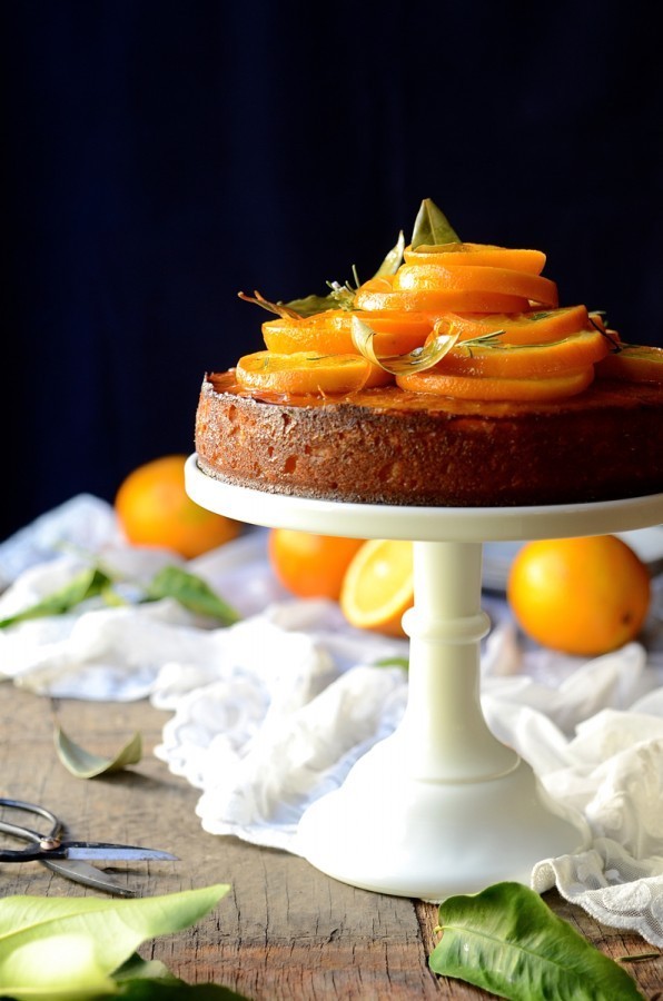 Semolina orange cake with rosemary syrup