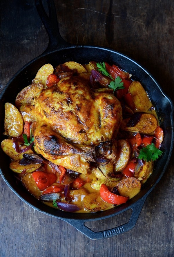 Massaman chicken curry with spicy roast potatoes