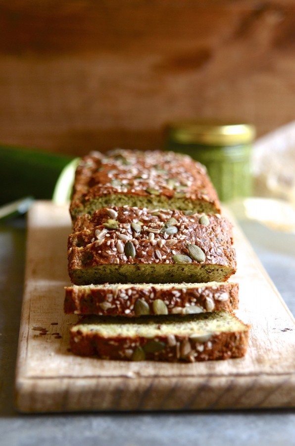 gluten free zucchini and basil pesto seed bread