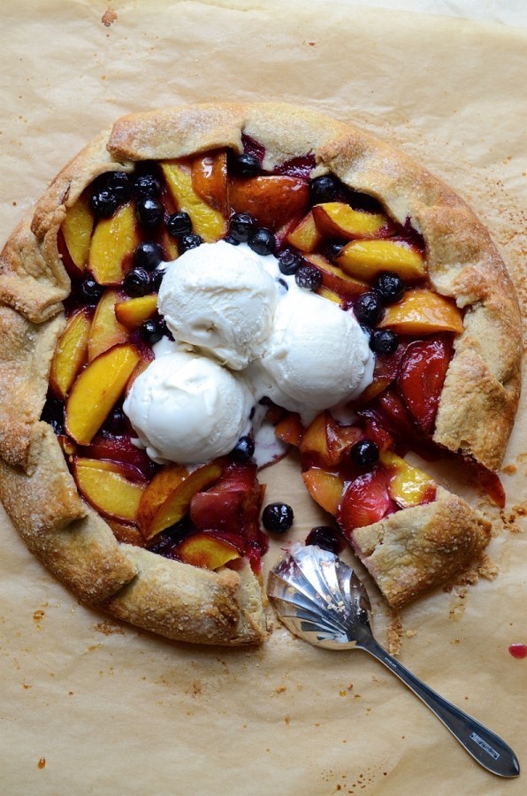 Nectarine and blueberry galette