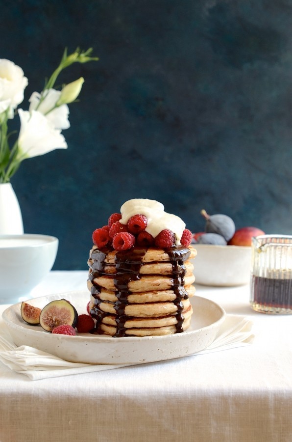 Wholemeal pancake stack