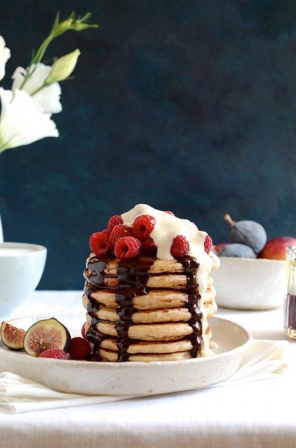 Wholemeal pancake stack