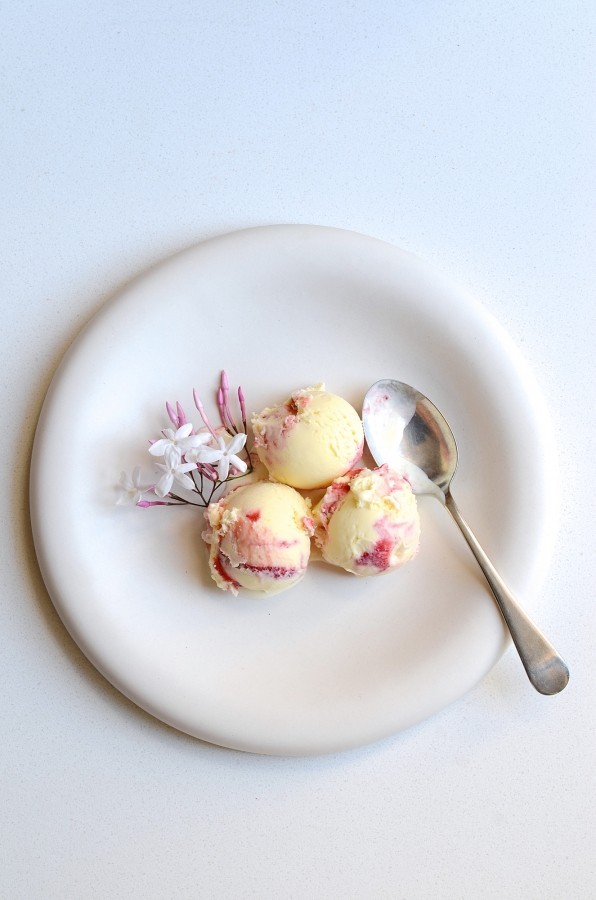 Gin and strawberry swirl ice cream Bibbyskitchen ice cream recipes