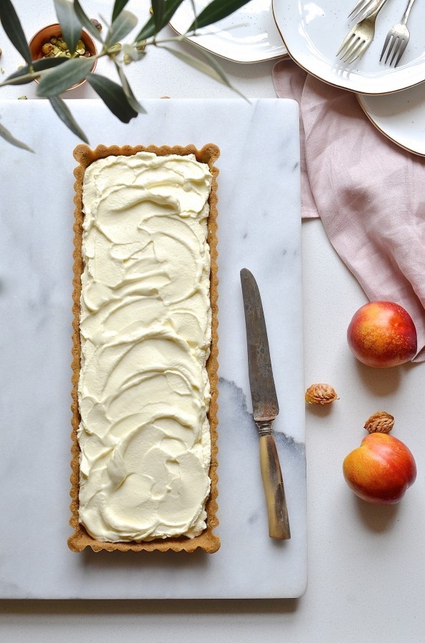 Nectarine tart with thyme and honey butter drizzle