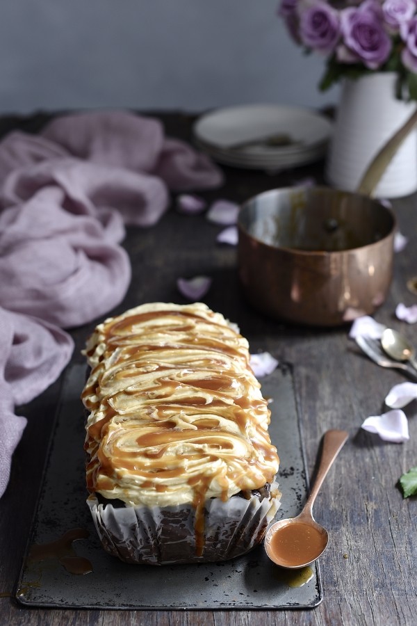 Chocolate fudge banana bread & peanut butter frosting Cake Friday