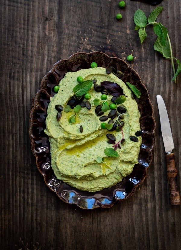 Minted pea hummus from the Whole Cookbook