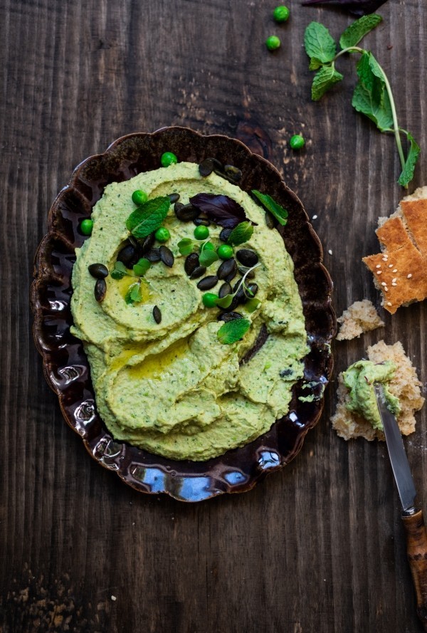 Minted pea hummus from the Whole Cookbook