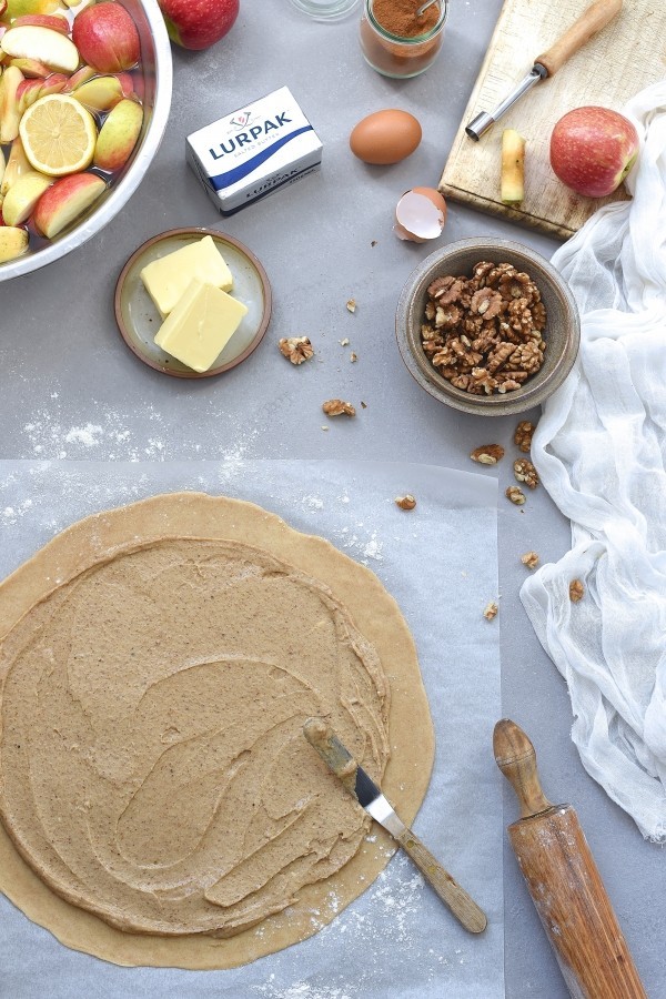 Apple galette with walnut frangipane