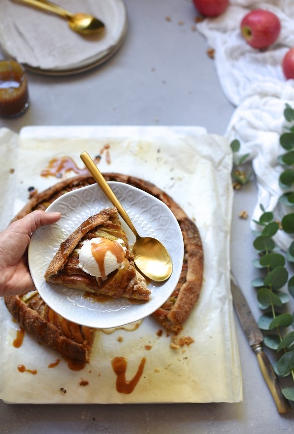 Apple galette with walnut frangipane