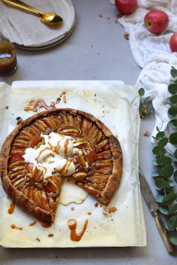 Apple galette with walnut frangipane