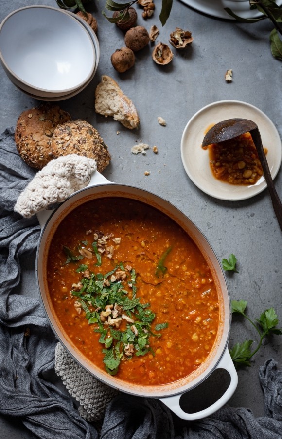 Harira Vegetable soup with barley and quinoa