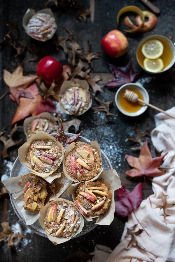 Green tea apple muffins