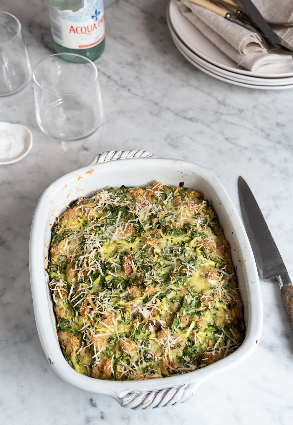 Ottolenghi's Courgette and ciabatta frittata