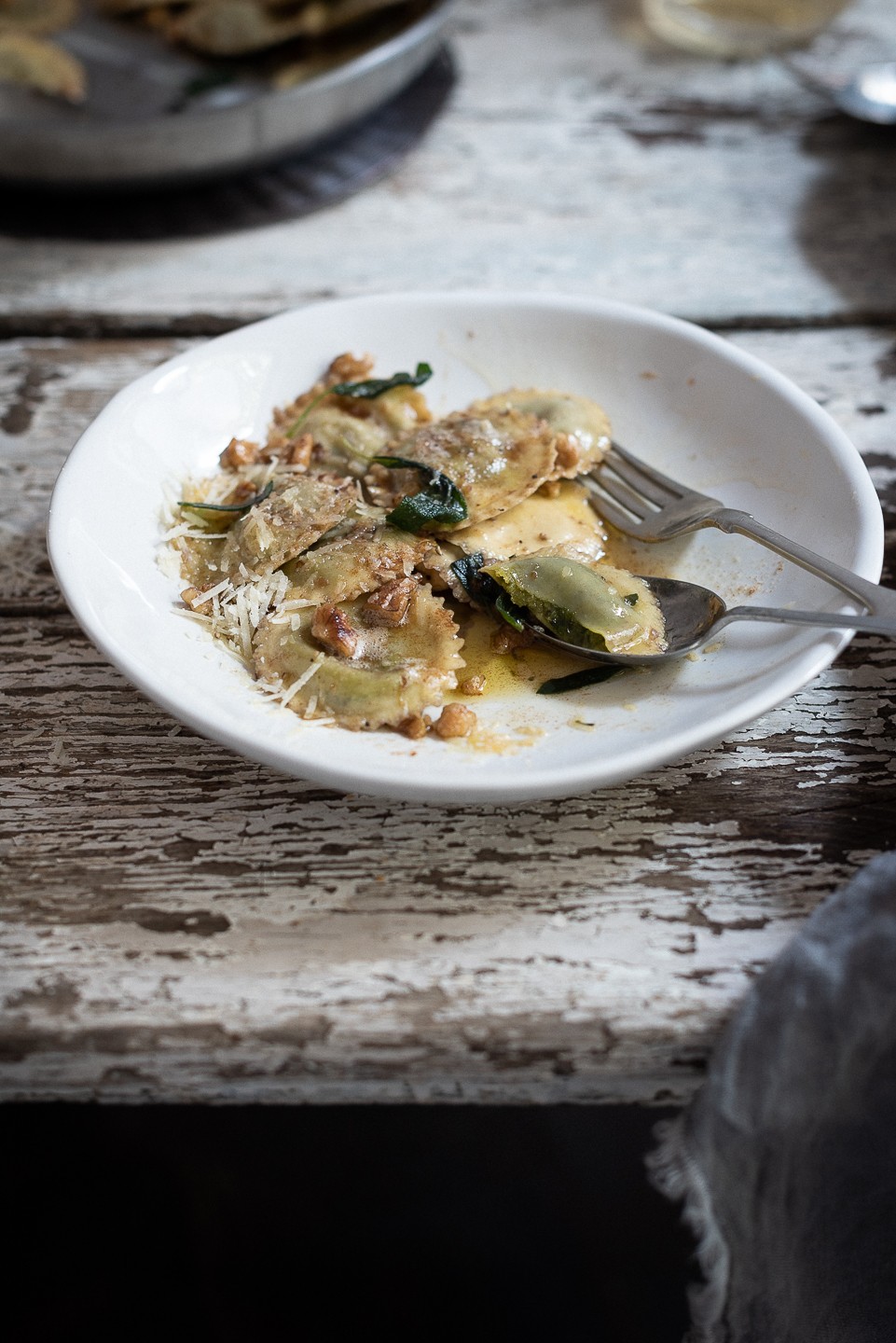 Ten minute walnut and sage ravioli