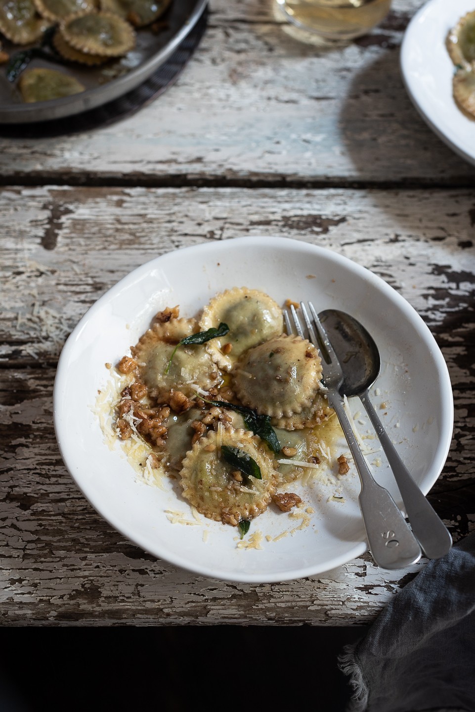 Ten minute walnut and sage ravioli