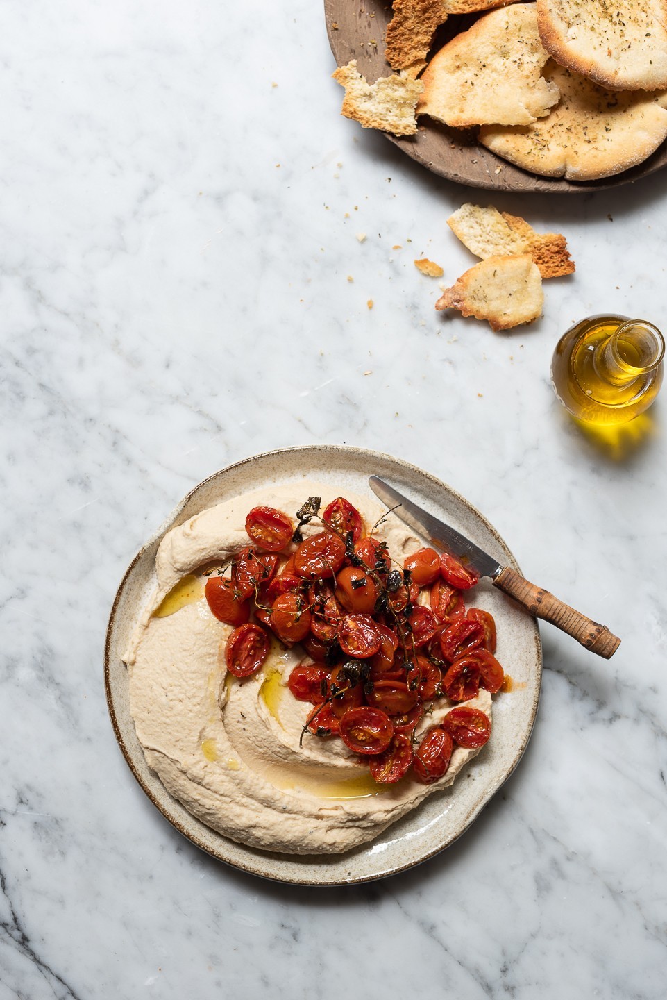 White bean hummus with candied tomatoes