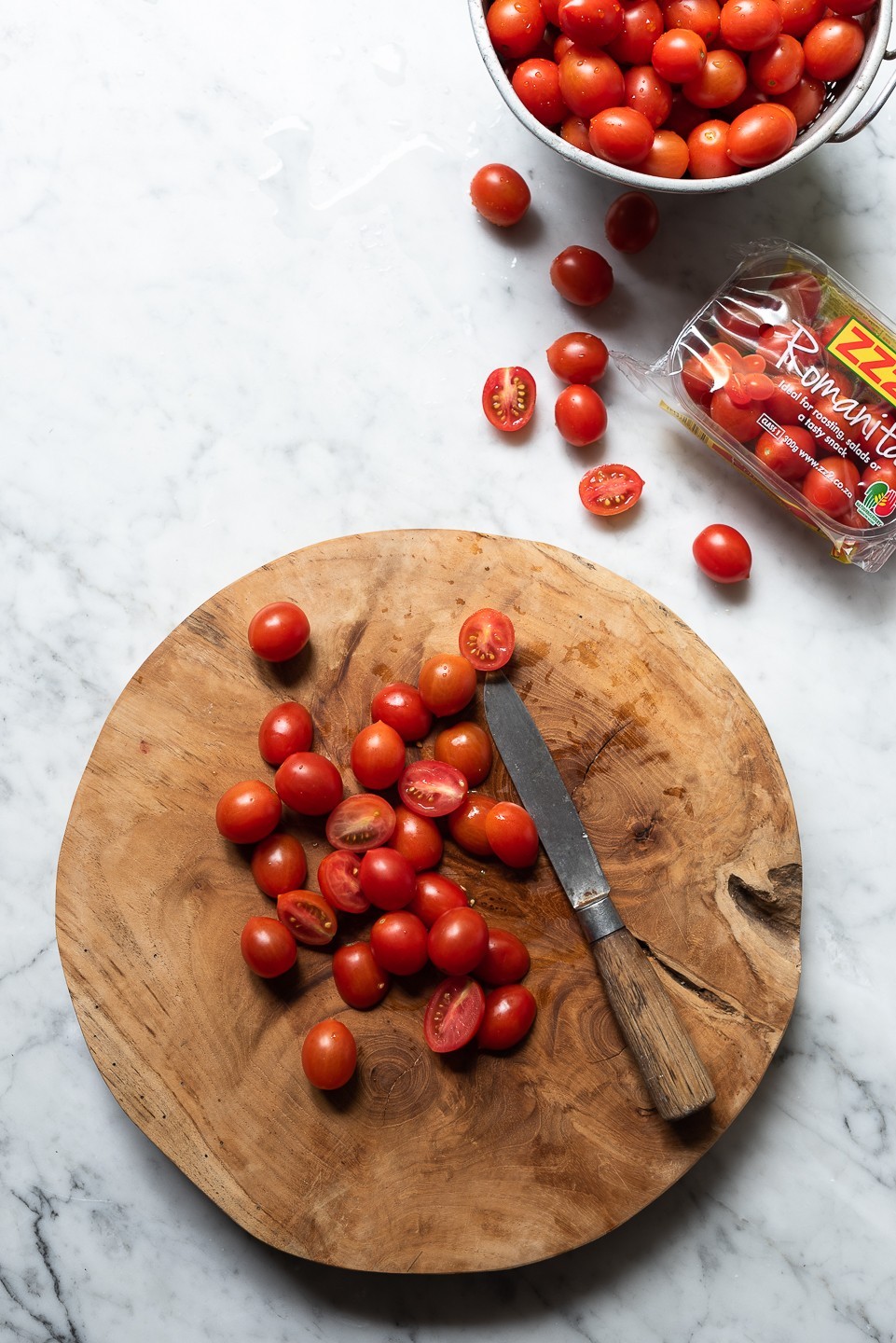 White bean hummus with candied tomatoes