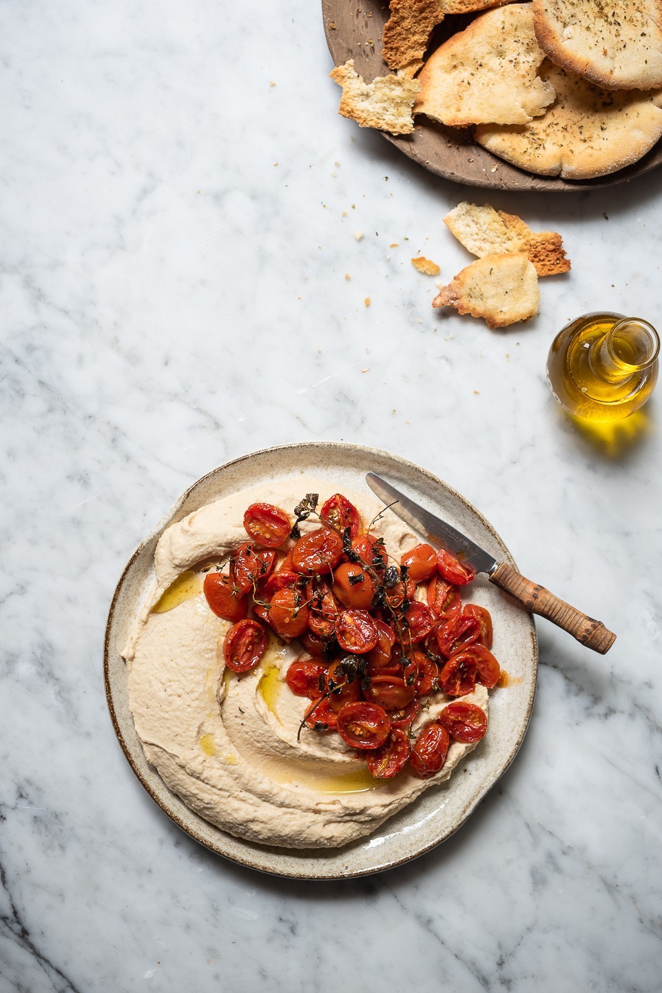 White bean hummus with candied tomatoes