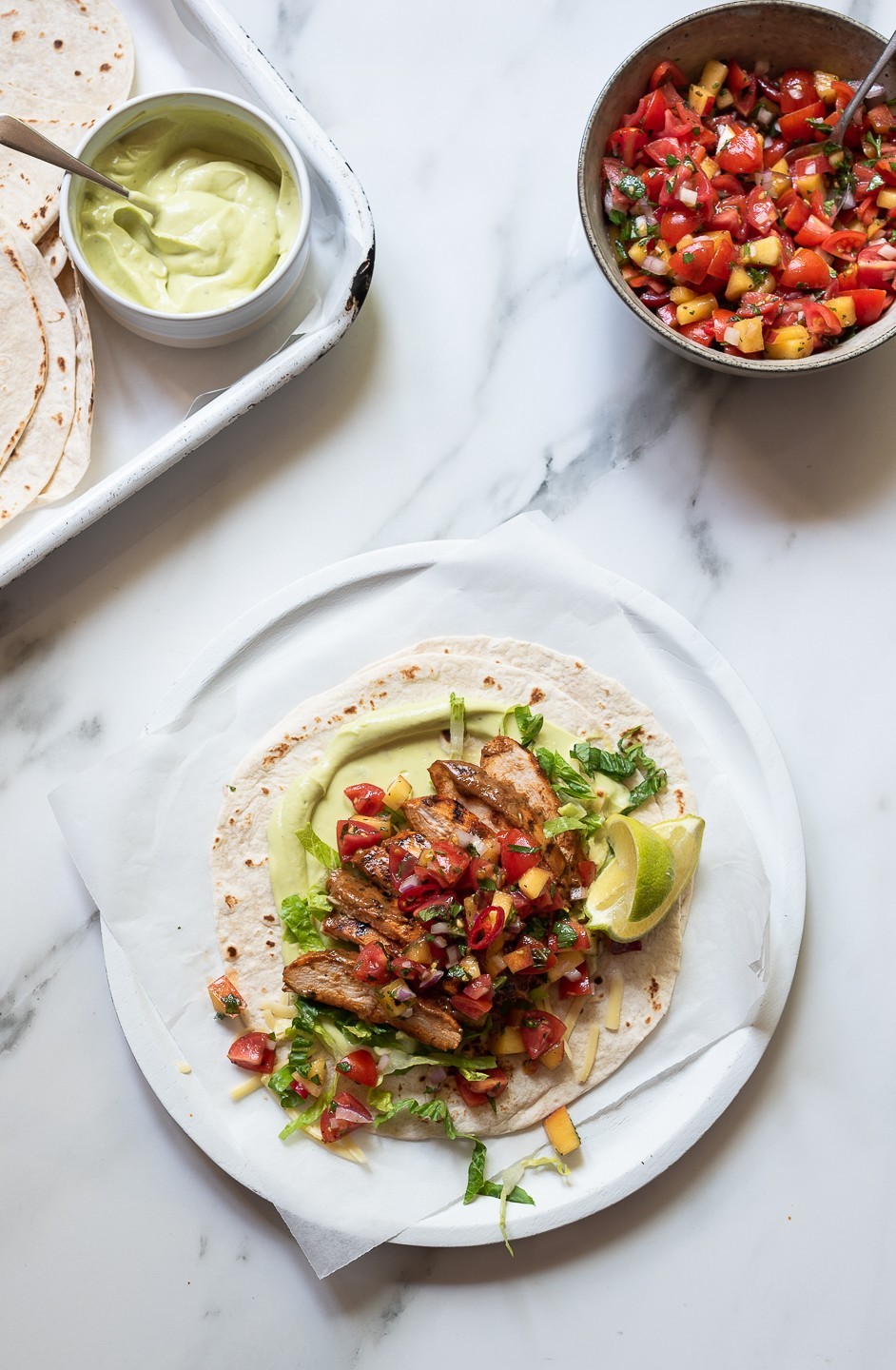 Harissa chicken tacos