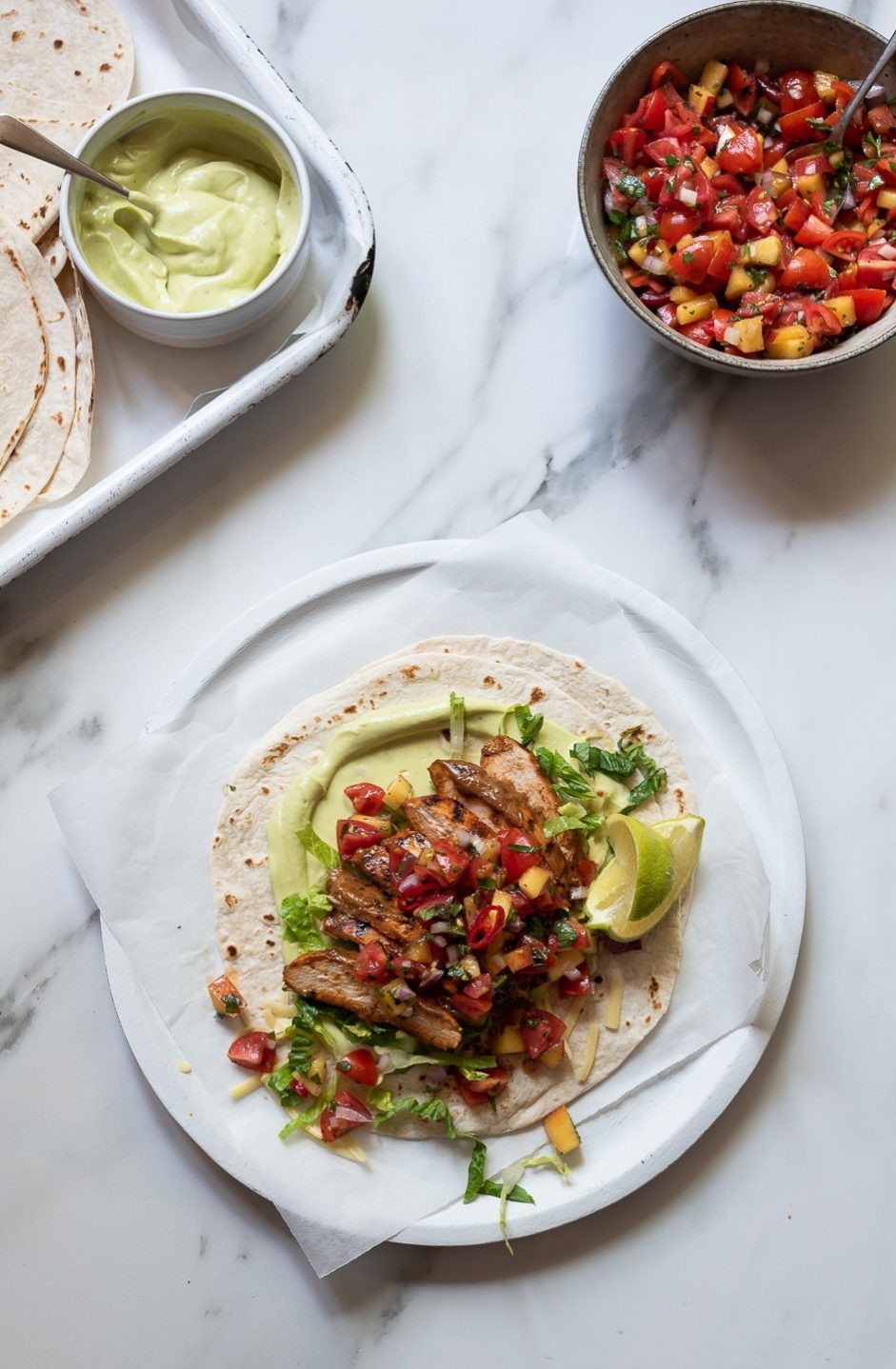 Harissa chicken tacos