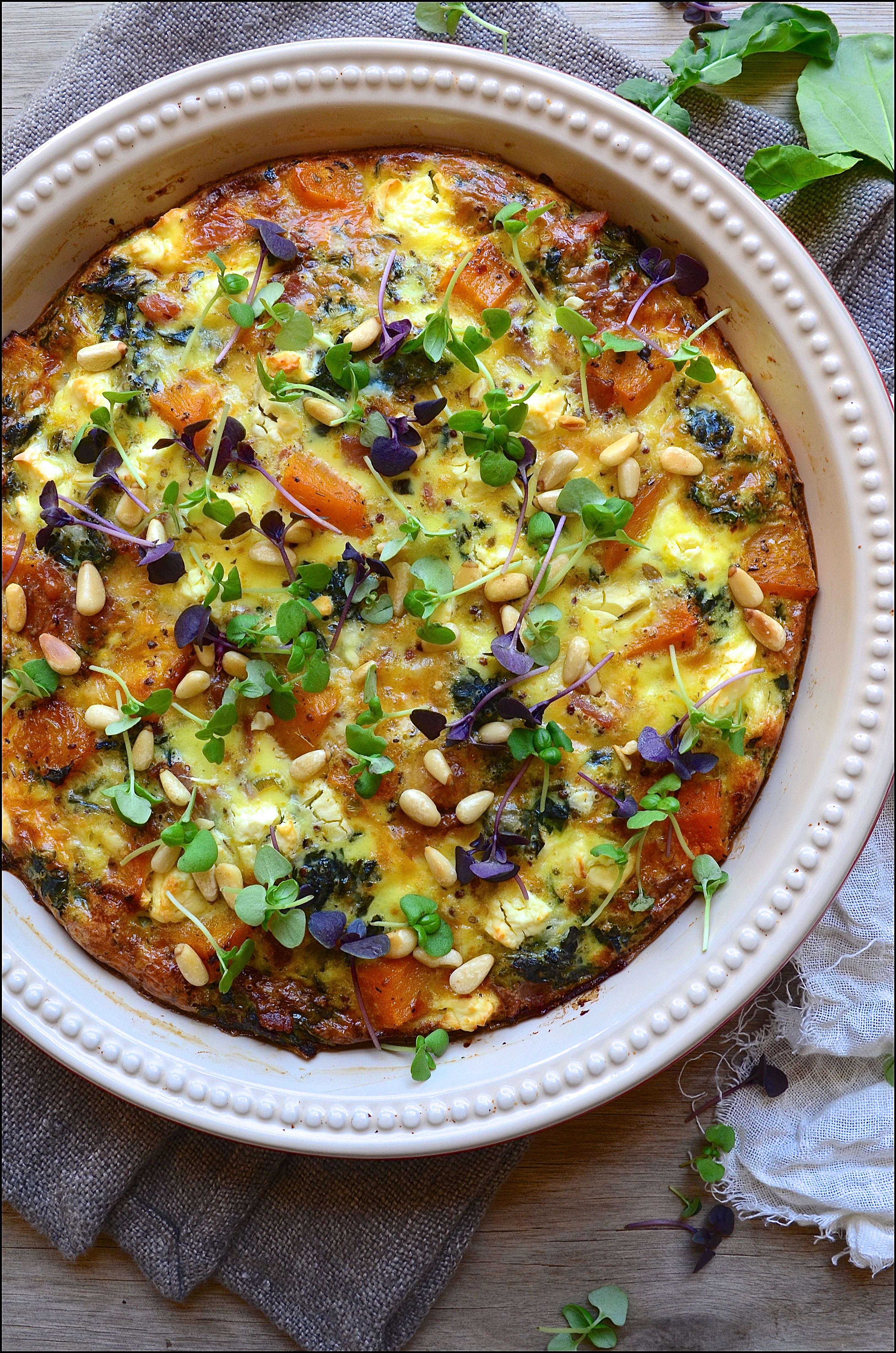 Roast butternut crustless quiche