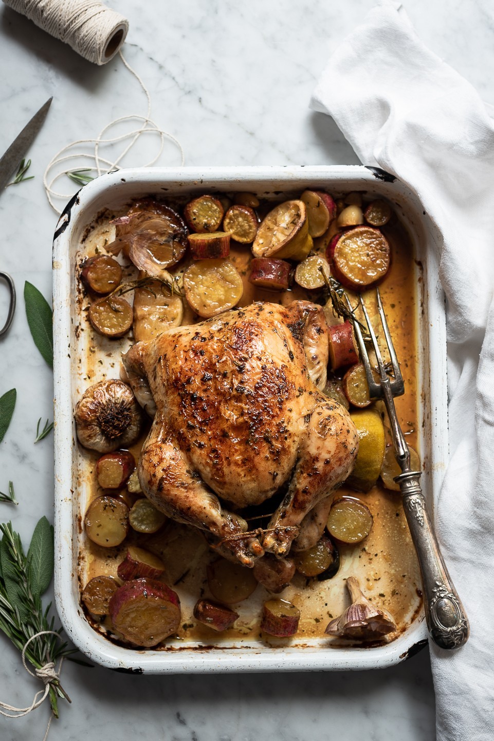 Buttered roast chicken