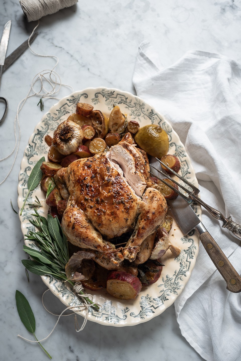 Buttered roast chicken