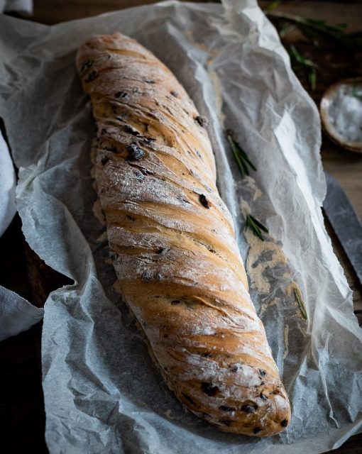 Twisted olive bread