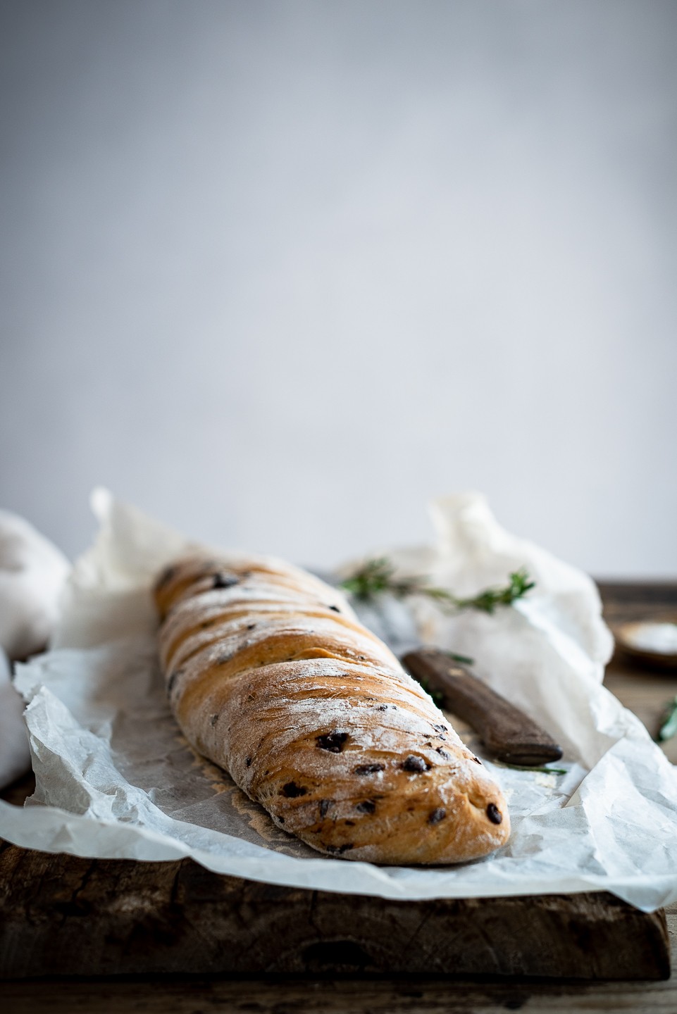 Twisted olive bread