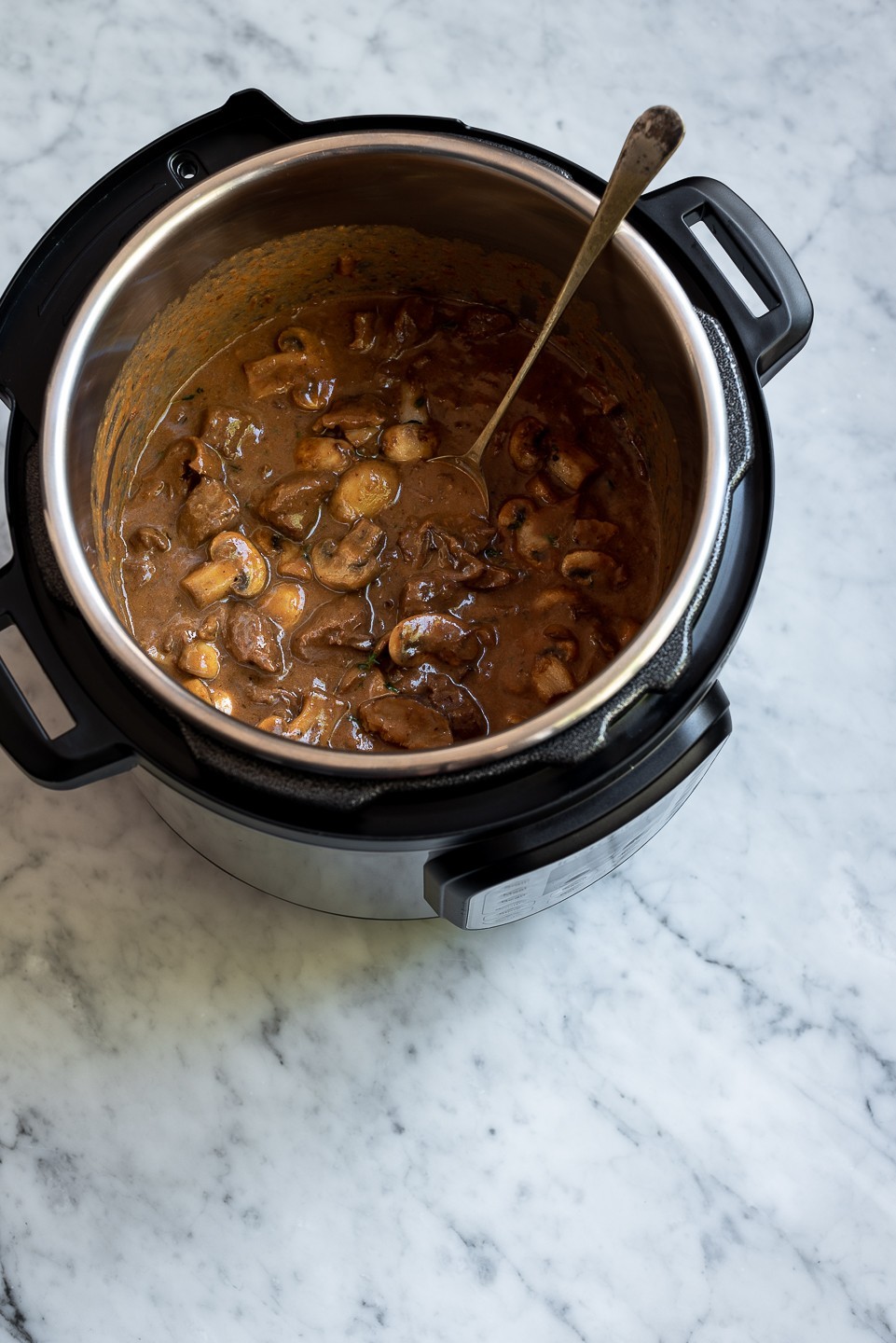 Ostrich stroganoff with porcini mushrooms