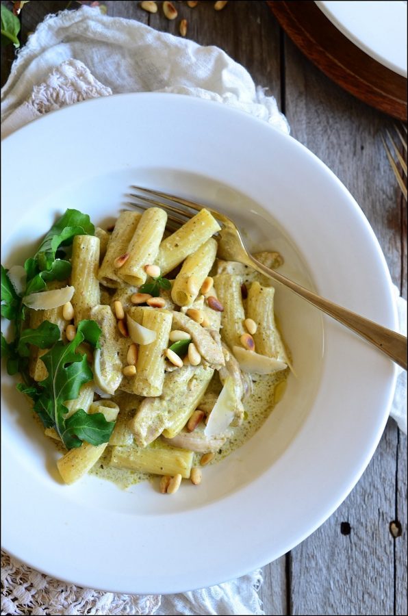 Chicken pesto pasta with pine nuts Bibby's kitchen recipes