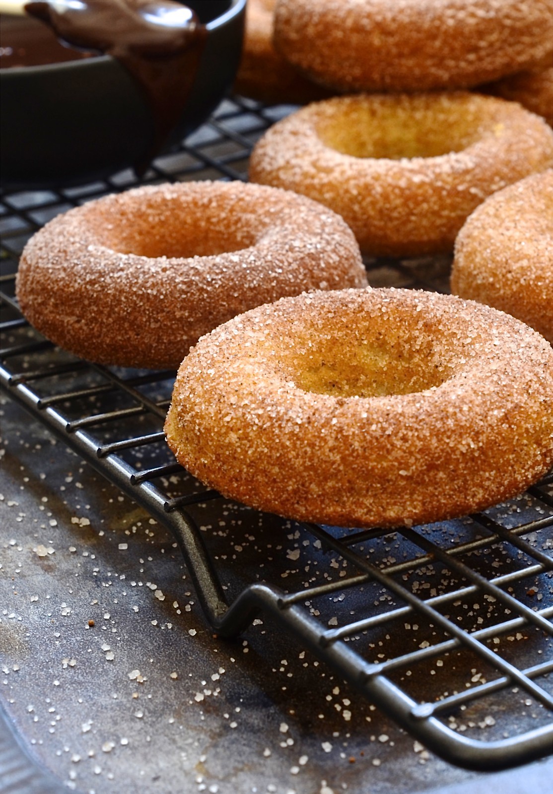 Baked donuts with cinnamon