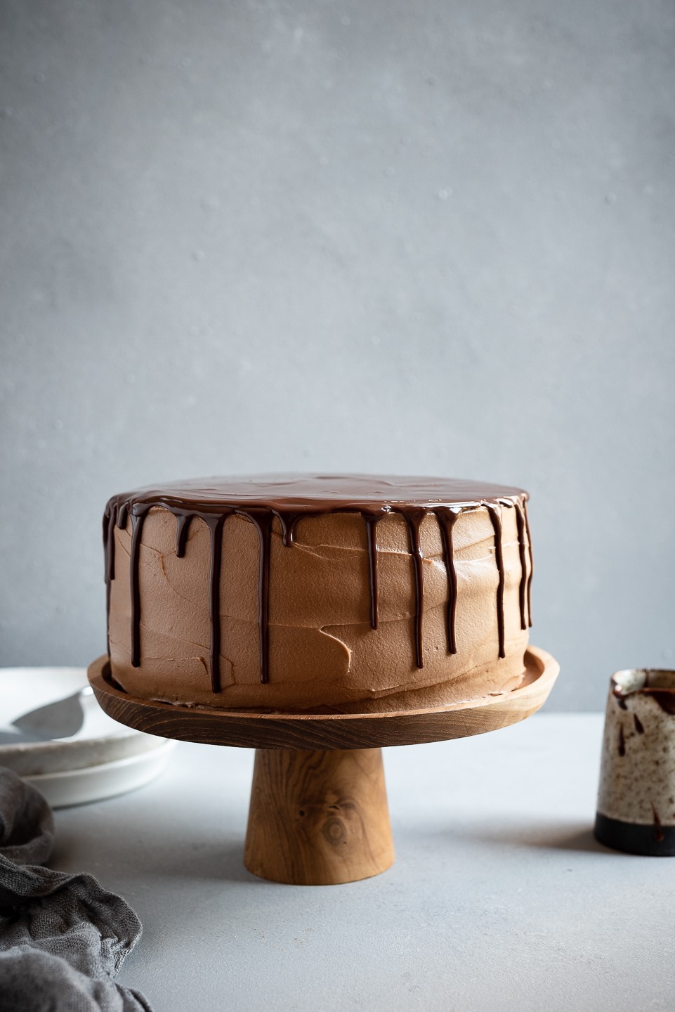 Chocolate mousse cake with cloud frosting