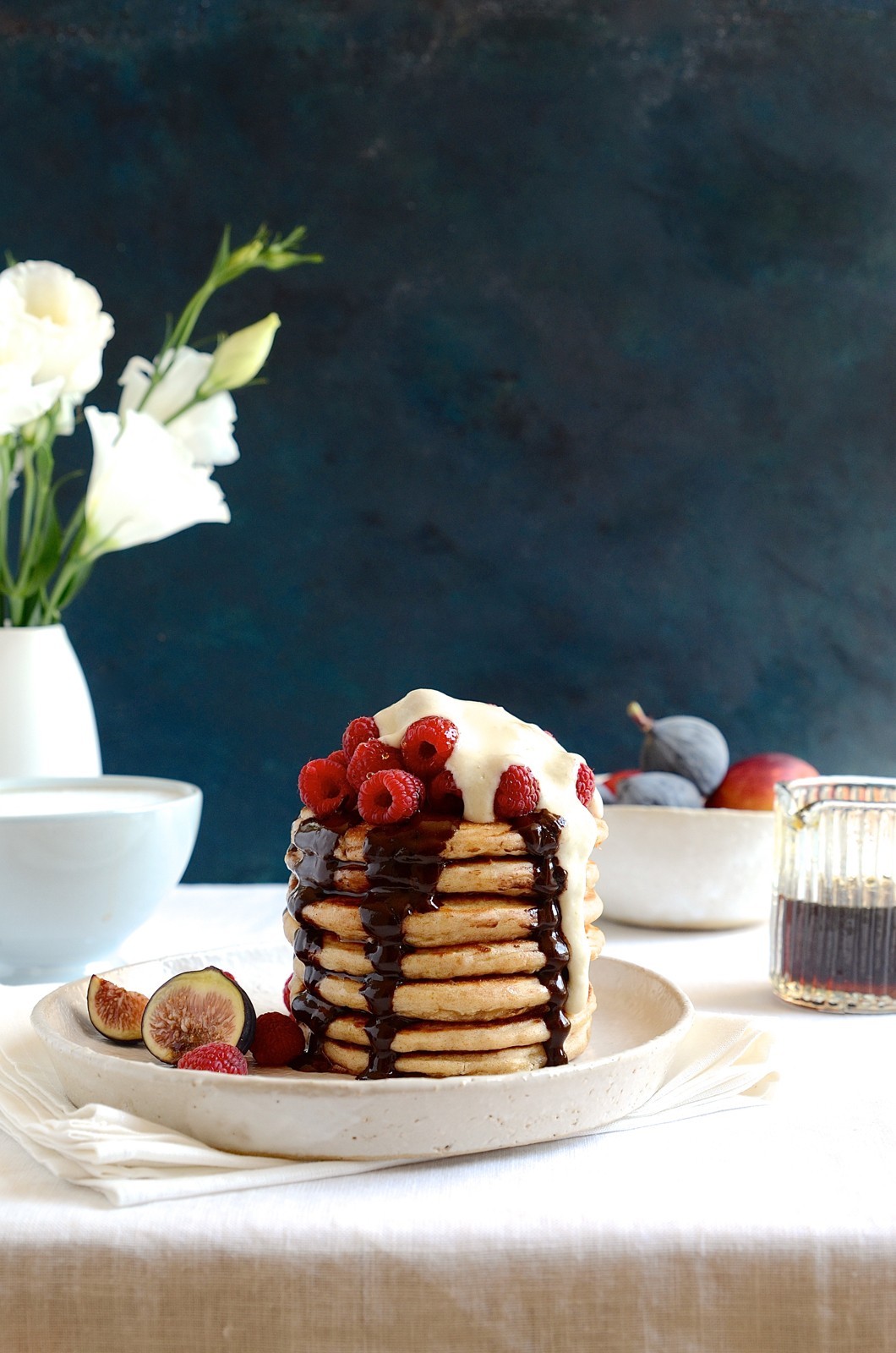 Wholemeal pancake stack